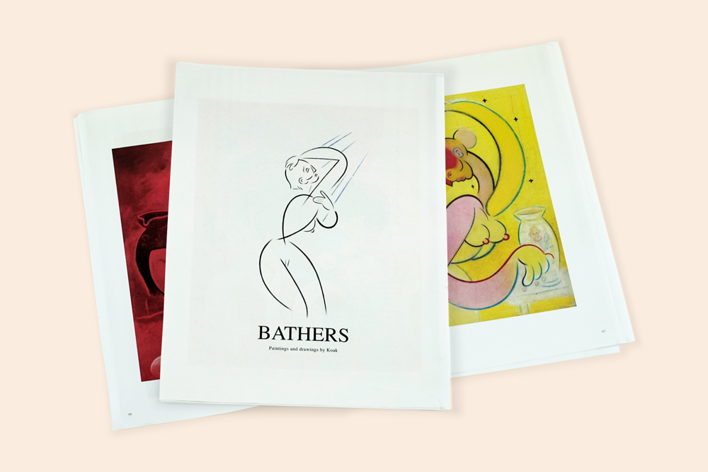 Newsprint catalogue for Bathers exhibition by Koak at Alter Space in San Francisco