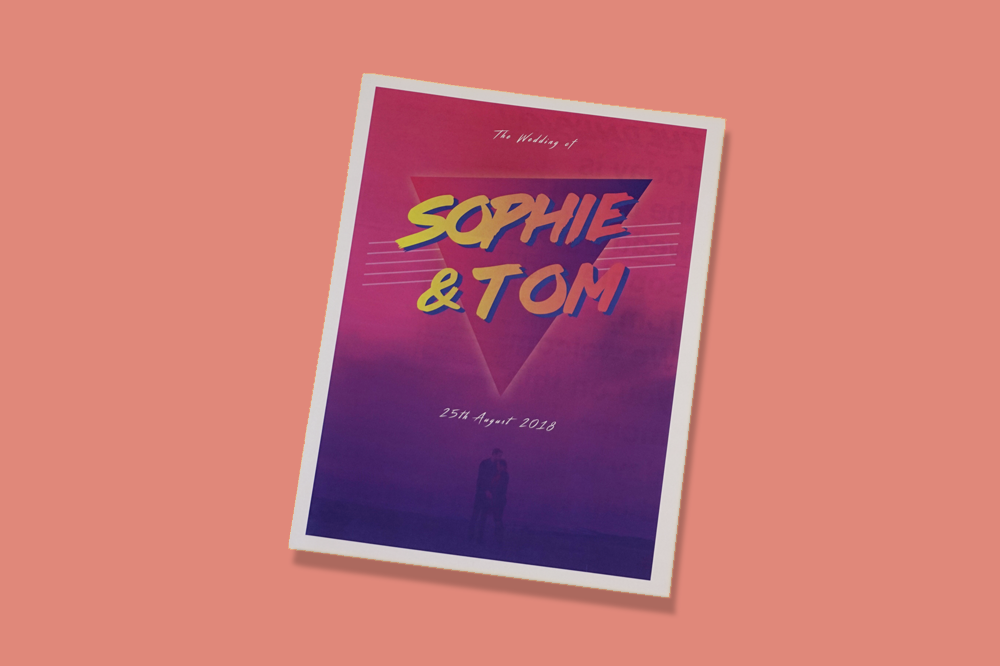 Every month, we print hundreds of interesting, inventive, well-designed newspapers and put together a roundup of our favourites. (Here: an 80s-inspired wedding programme for Sophie and Tom)