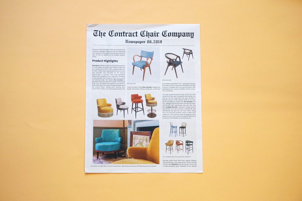 The Contract Chair product catalogue newspaper
