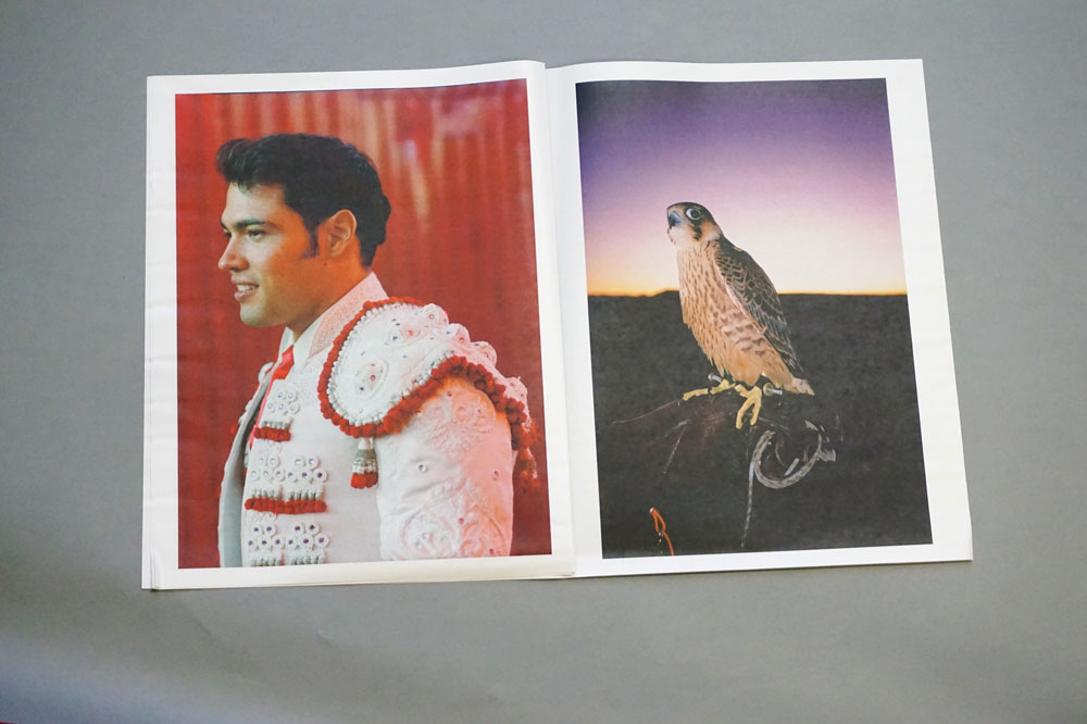 Portraits of matadors and falcons by photographer Brooke Frederick. Printed as a digital tabloid by Newspaper Club.