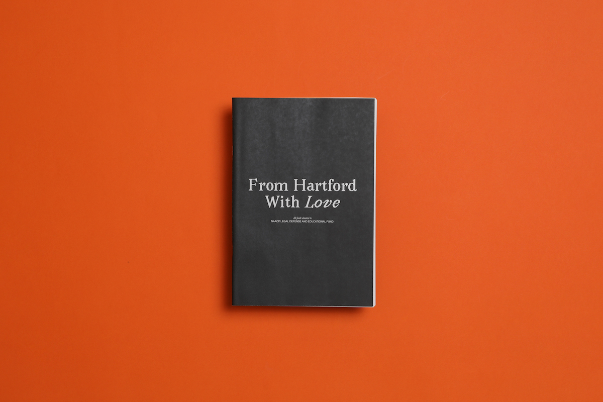 Over 70 photography alumni, students and faculty from the Hartford Photography MFA programme donated work to From Hartford with Love, a photo print sale fundraising for the NAACP. This 64-page digital mini, designed by Solenne Pagès, showcases all the donated prints. Printed by Newspaper Club.