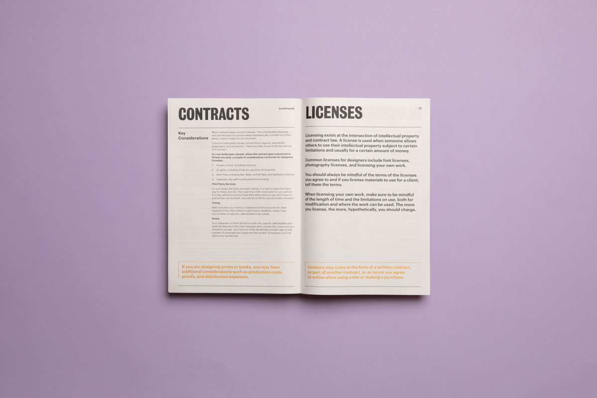 Legal for Designers zine. Lawyer Hannah Samendinger makes the case for clear communication in print. Printed by Newspaper Club.