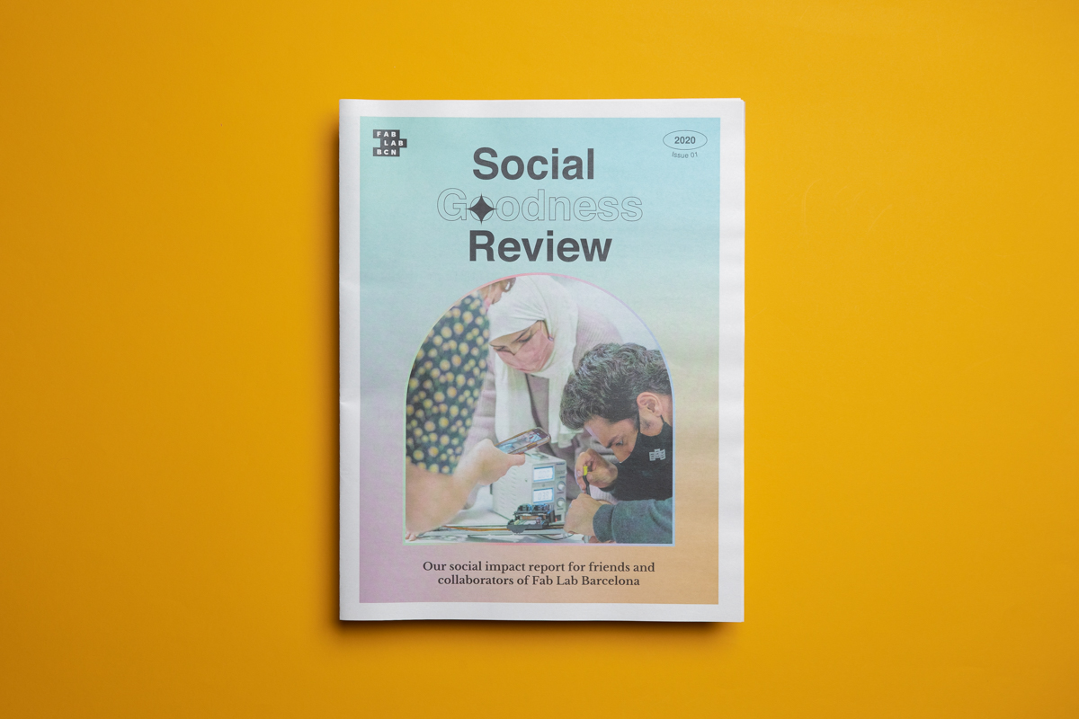 Social Goodness Review. Annual report for Fab Lab Barcelona, printed by Newspaper Club.