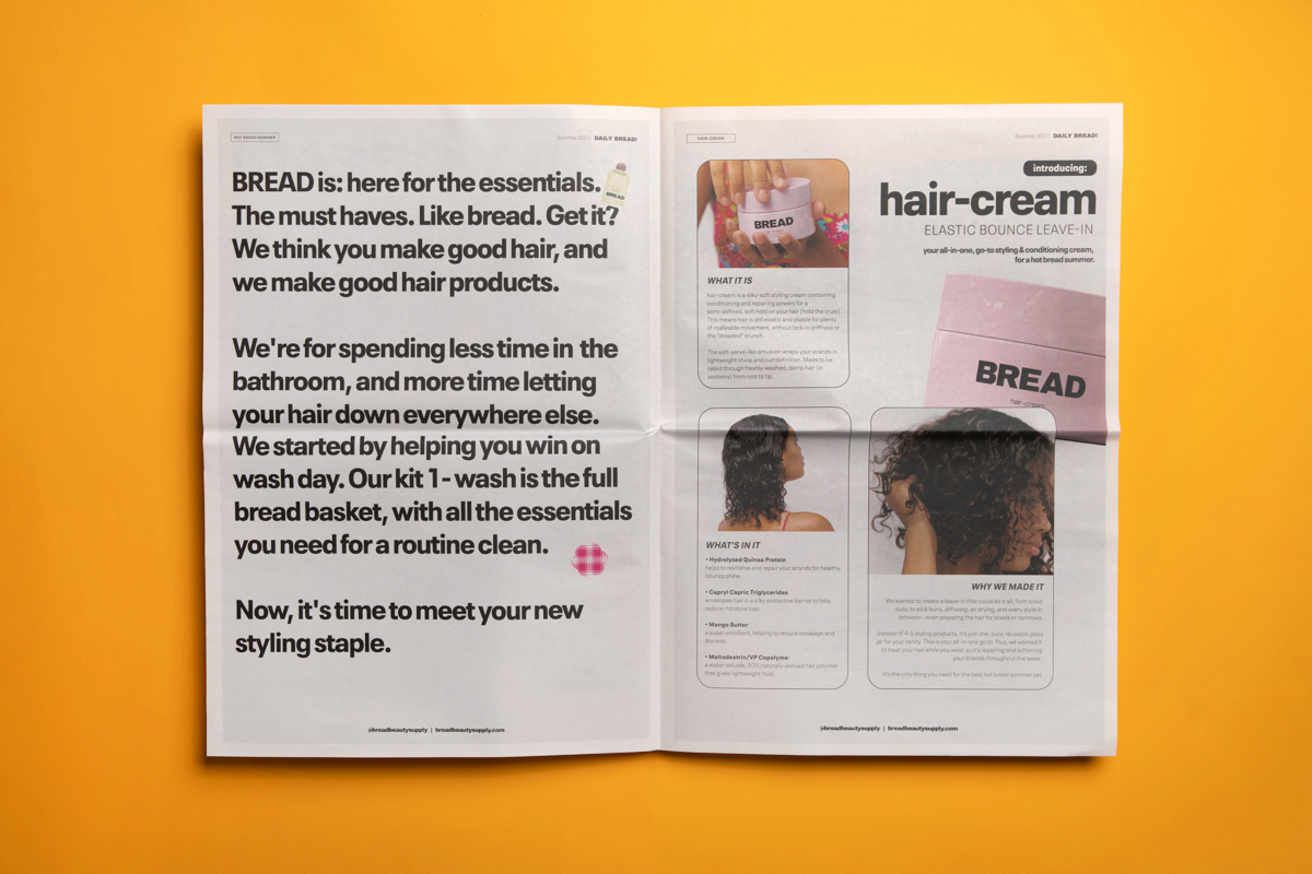The Daily Bread broadsheet from Bread Beauty Supply. Printed by Newspaper Club.