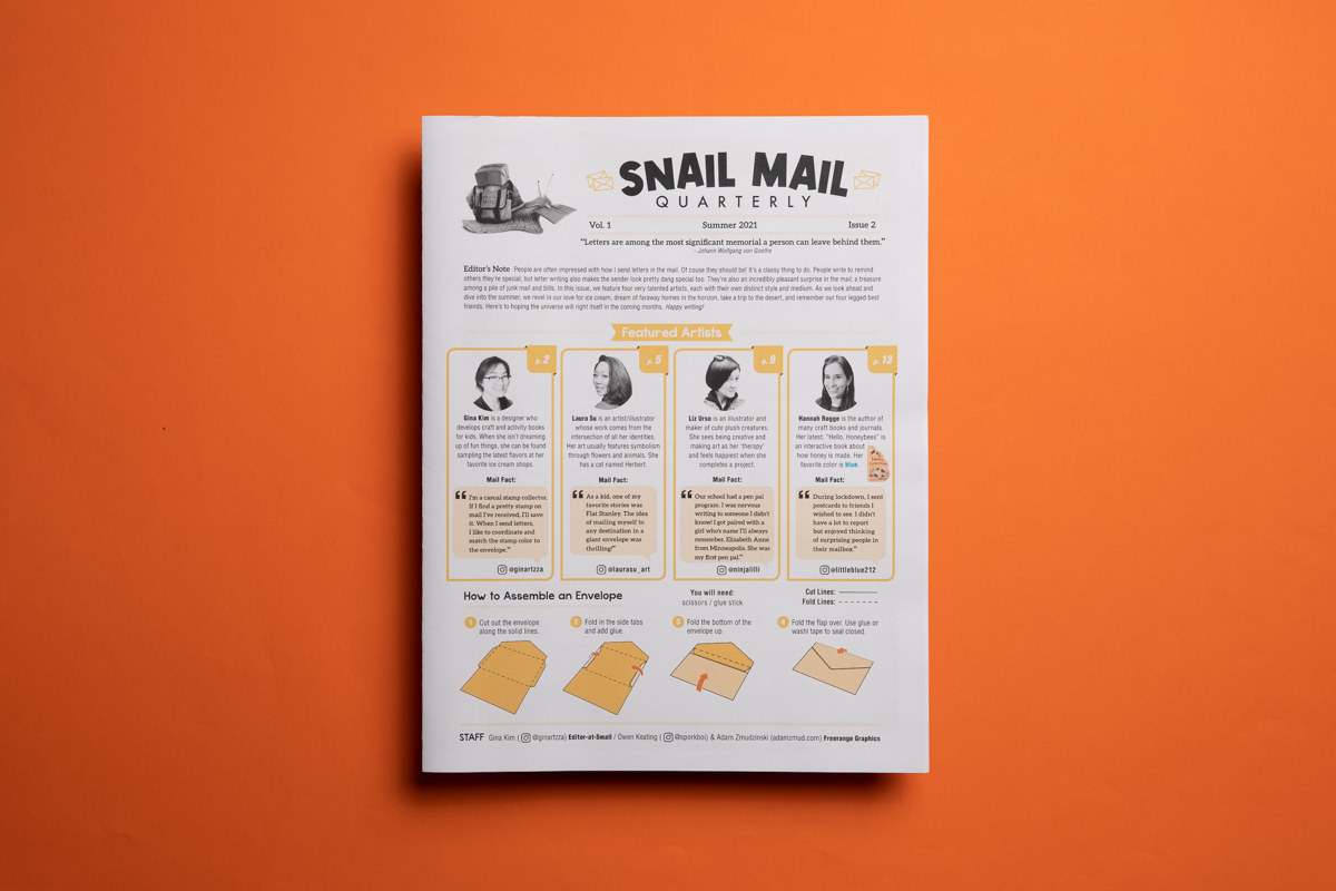 Snail Mail Quarterly by Gina Kim. Printed by Newspaper Club.