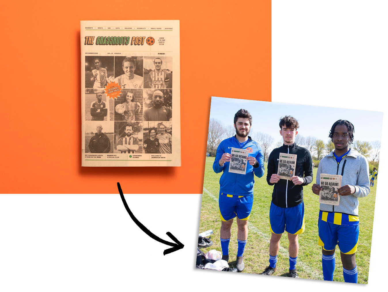 The Grassroots Post amateur football zine. Printed by Newspaper Club.