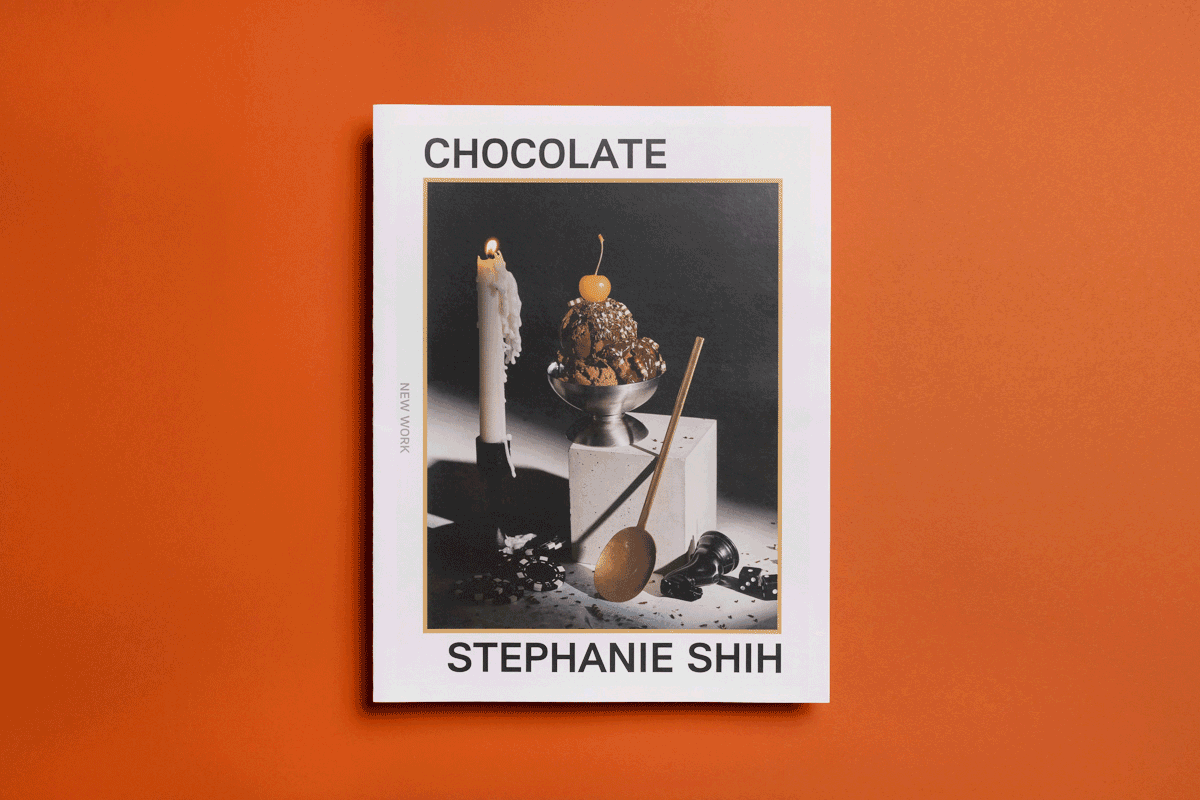 Stephanie Shih photography portfolio printed by Newspaper Club. Cover shows a chocolate photoshoot. 