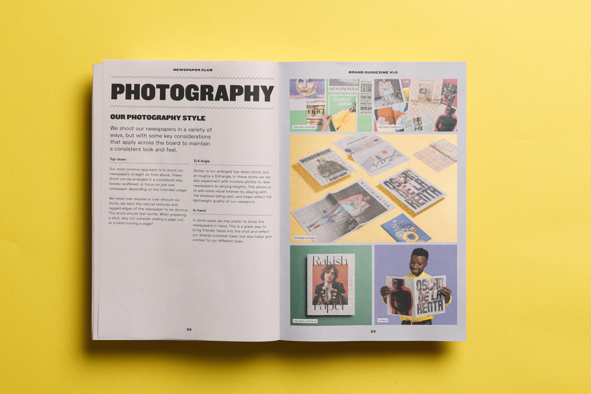 Newspaper Club brand guidelines zine - Photography section