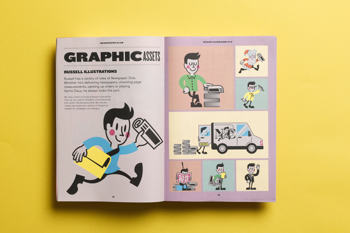 Newspaper Club brand guidelines zine - Graphic Assets section