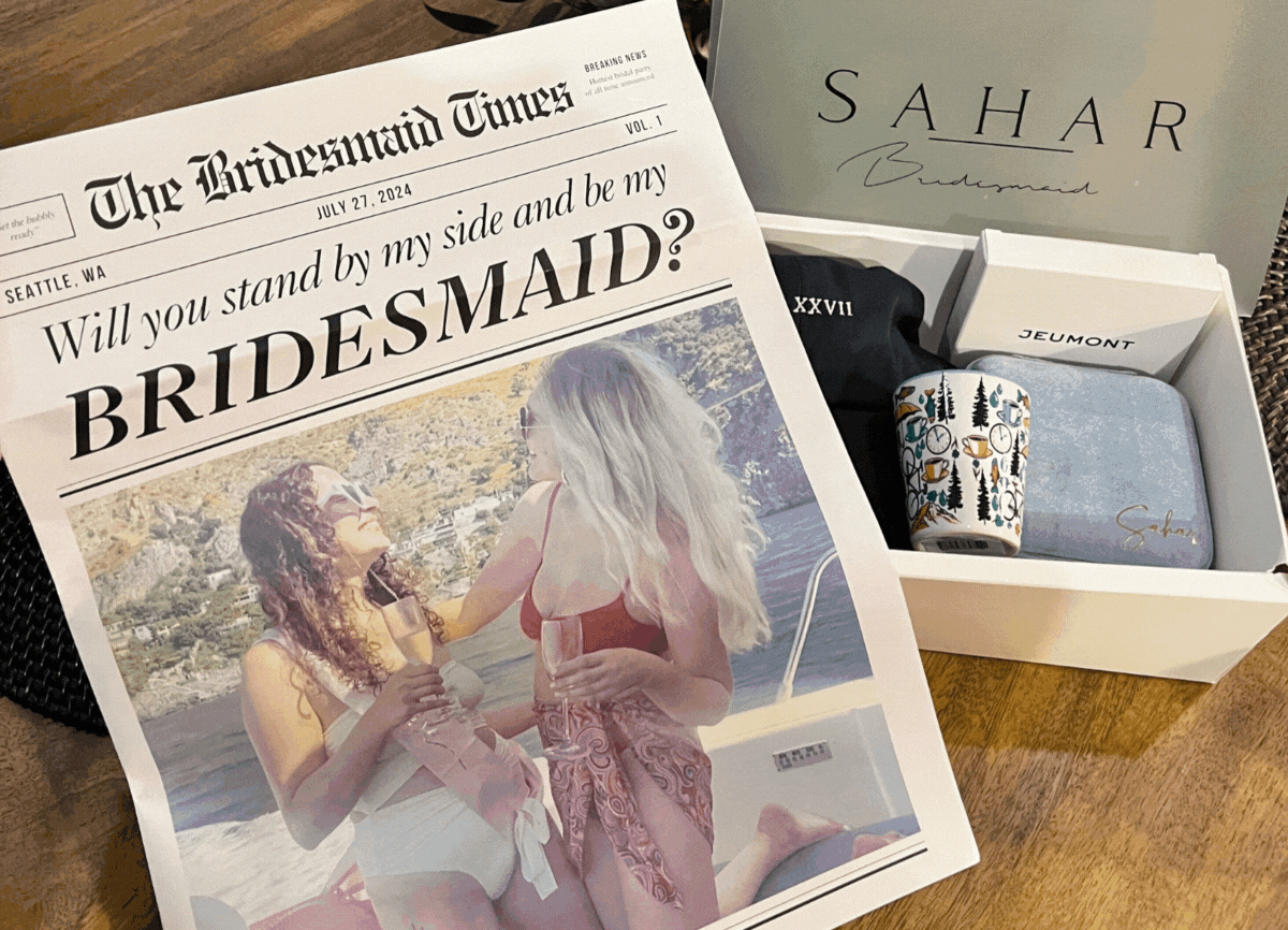 Bridesmaid proposal newspaper by Newspaper Club